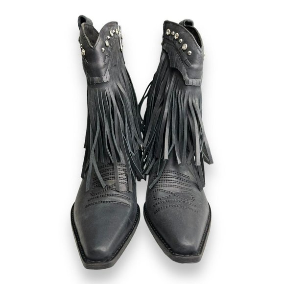 Zigi Finlandia Fringe Western Boot Black Size 7 Women's New - Picture 3 of 10